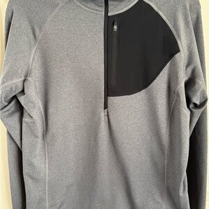 Patagonia Black and Gray capilene quarter zip.